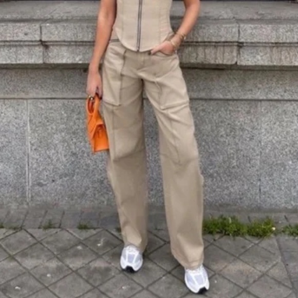 NWT Zara topstitched zipper cargo pants XS - Picture 1 of 16